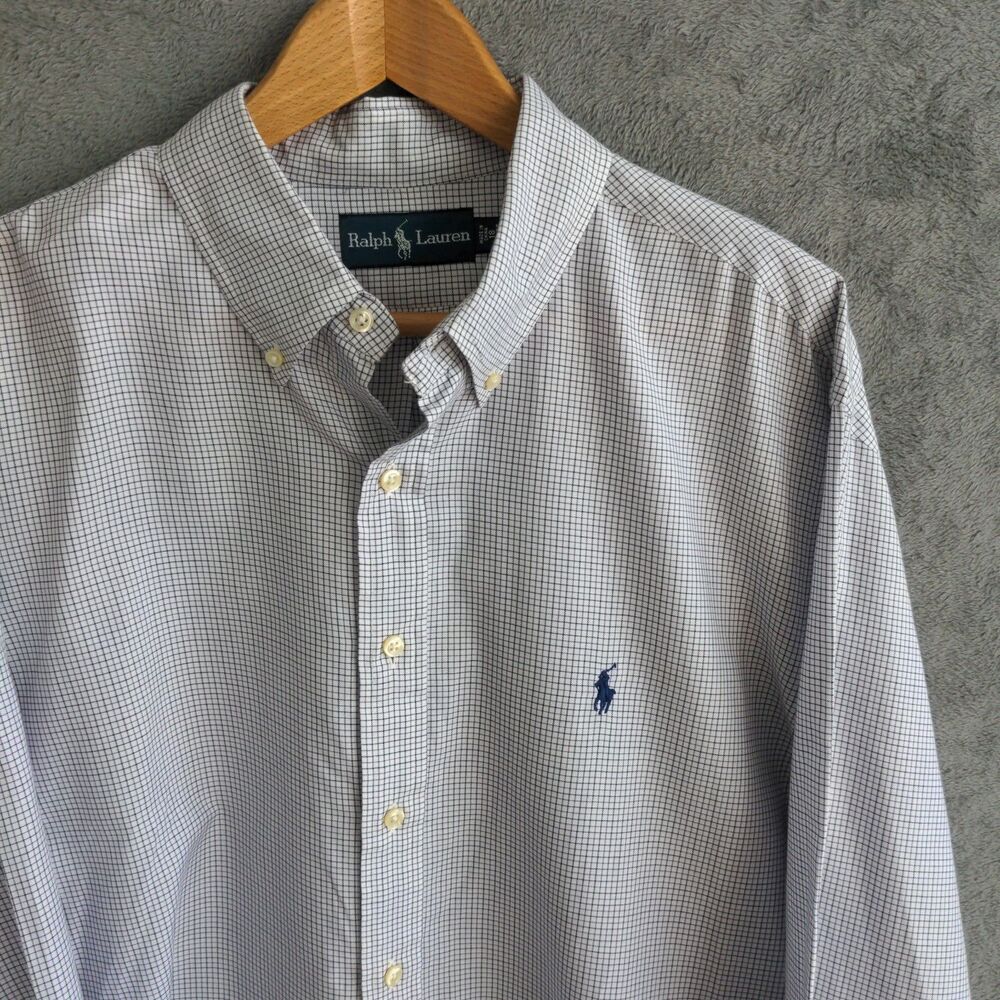 Ralph Lauren Long Sleeve Button Down Shirt Men's 18 34/35 Multi Check Preppy